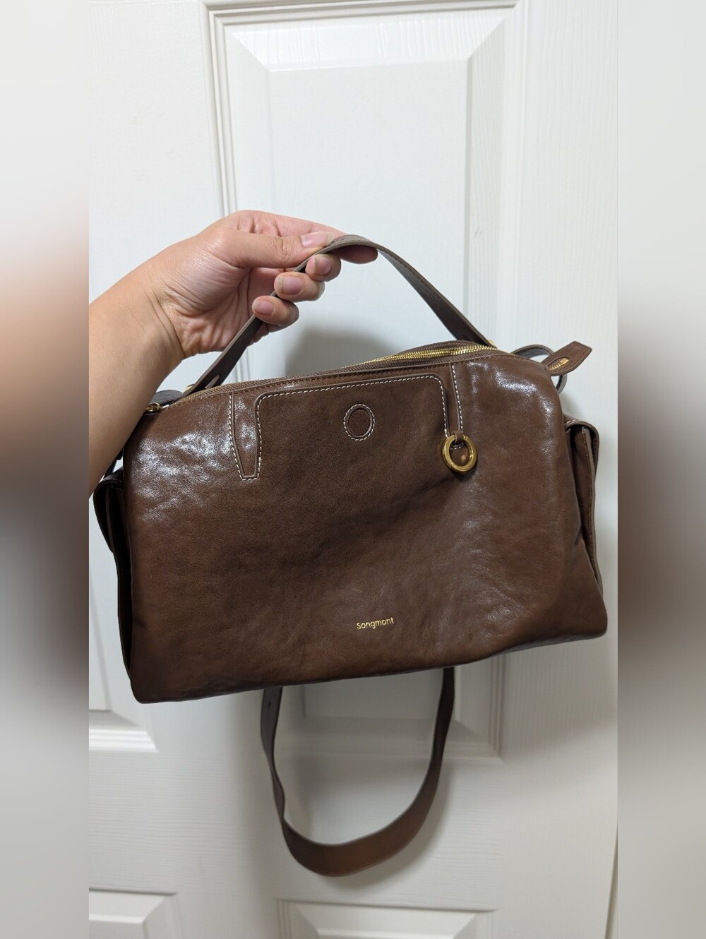 Songmont Medium Yore Camera Bag Sandal Brown Leather Crossbody